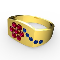 Gardenia Çiçek Yüzük - Lab safir ve rodolit garnet 14 ayar altın yüzük #1vx8wj2