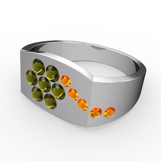 Gardenia Çiçek Yüzük - Sitrin ve peridot 18 ayar beyaz altın yüzük #1w4mffu