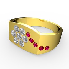 Gardenia Çiçek Yüzük - Rodolit garnet ve beyaz zirkon 14 ayar altın yüzük #1wfyw67