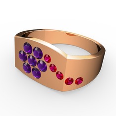 Gardenia Çiçek Yüzük - Rodolit garnet ve ametist 14 ayar rose altın yüzük #1xb631a