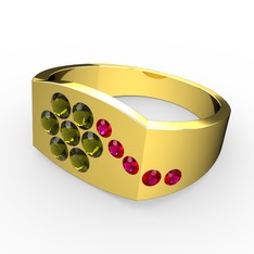 Rodolit garnet ve peridot 8 ayar altın yüzük