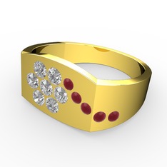 Gardenia Çiçek Yüzük - Kök yakut ve swarovski 14 ayar altın yüzük #1ywm3an