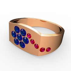 Gardenia Çiçek Yüzük - Rodolit garnet ve lab safir 18 ayar rose altın yüzük #3czarm