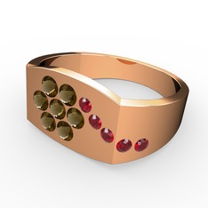 Gardenia Çiçek Yüzük - Garnet ve dumanlı kuvars 18 ayar rose altın yüzük #3fu1uw