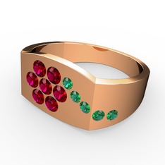 Gardenia Çiçek Yüzük - Yeşil kuvars ve rodolit garnet 8 ayar rose altın yüzük #3vks5z