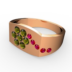 Gardenia Çiçek Yüzük - Rodolit garnet ve peridot 8 ayar rose altın yüzük #4u1j4k