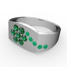 Gardenia Çiçek Yüzük - Kök zümrüt ve yeşil kuvars 925 ayar gümüş yüzük #5lchn7