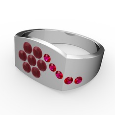 Gardenia Çiçek Yüzük - Rodolit garnet ve kök yakut 925 ayar gümüş yüzük #6uvrvo