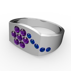 Gardenia Çiçek Yüzük - Lab safir ve ametist 925 ayar gümüş yüzük #bf061m