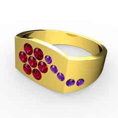 Gardenia Çiçek Yüzük - Ametist ve rodolit garnet 8 ayar altın yüzük #elu0lc