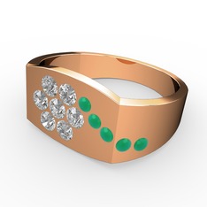 Gardenia Çiçek Yüzük - Kök zümrüt ve swarovski 925 ayar rose altın kaplama gümüş yüzük #ezszmv