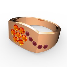 Gardenia Çiçek Yüzük - Kök yakut ve sitrin 18 ayar rose altın yüzük #gn7pxi