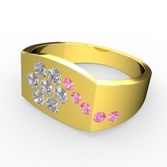 Gardenia Çiçek Yüzük - Pembe kuvars ve swarovski 14 ayar altın yüzük #gun5iw