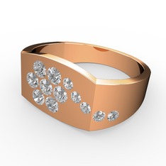 Swarovski ve beyaz zirkon 925 ayar rose altın kaplama gümüş yüzük