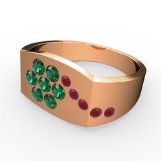 Gardenia Çiçek Yüzük - Kök yakut ve yeşil kuvars 18 ayar rose altın yüzük #j1r8gx