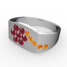 Gardenia Çiçek Yüzük - Sitrin ve garnet 925 ayar gümüş yüzük #kjt67m