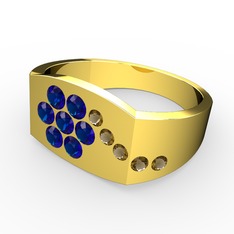 Gardenia Çiçek Yüzük - Dumanlı kuvars ve lab safir 925 ayar altın kaplama gümüş yüzük #lw4lab