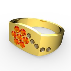 Dumanlı kuvars ve sitrin 8 ayar altın yüzük