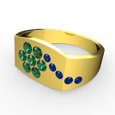 Gardenia Çiçek Yüzük - Lab safir ve yeşil kuvars 8 ayar altın yüzük #naq24k