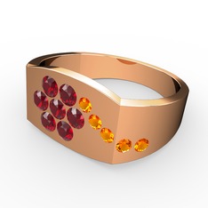 Gardenia Çiçek Yüzük - Sitrin ve garnet 8 ayar rose altın yüzük #nf1sru