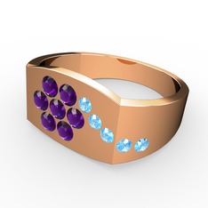 Gardenia Çiçek Yüzük - Akuamarin ve ametist 18 ayar rose altın yüzük #pychwj