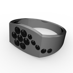 Gardenia Çiçek Yüzük - Siyah zirkon 925 ayar siyah rodyum kaplama gümüş yüzük #q88xvf