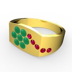 Gardenia Çiçek Yüzük - Rodolit garnet ve kök zümrüt 925 ayar altın kaplama gümüş yüzük #qxo3rg