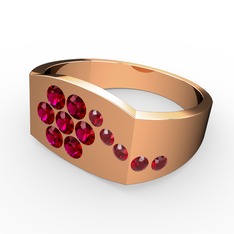 Gardenia Çiçek Yüzük - Garnet ve rodolit garnet 14 ayar rose altın yüzük #rrue33