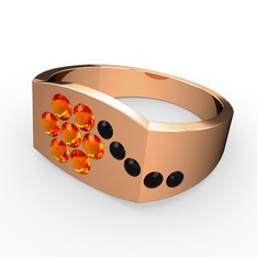 Gardenia Çiçek Yüzük - Siyah zirkon ve sitrin 8 ayar rose altın yüzük #s9hpjf