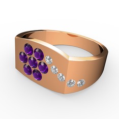 Beyaz zirkon ve ametist 18 ayar rose altın yüzük