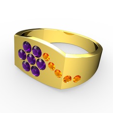 Gardenia Çiçek Yüzük - Sitrin ve ametist 18 ayar altın yüzük #sg9s5q