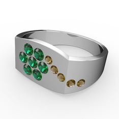 Gardenia Çiçek Yüzük - Dumanlı kuvars ve yeşil kuvars 925 ayar gümüş yüzük #uxbs83