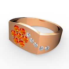 Beyaz zirkon ve sitrin 925 ayar rose altın kaplama gümüş yüzük