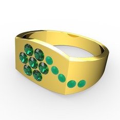 Gardenia Çiçek Yüzük - Kök zümrüt ve yeşil kuvars 18 ayar altın yüzük #xwnxc4