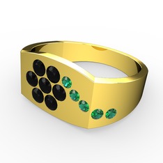 Gardenia Çiçek Yüzük - Yeşil kuvars ve siyah zirkon 8 ayar altın yüzük #z8a765