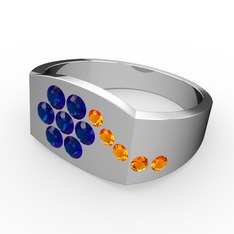 Gardenia Çiçek Yüzük - Sitrin ve lab safir 925 ayar gümüş yüzük #zy00tu