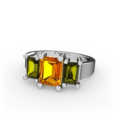 Sitrin ve peridot 925 ayar gümüş yüzük