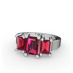 Arnia Yüzük - Rodolit garnet ve kök yakut 8 ayar beyaz altın yüzük #11bfm4g