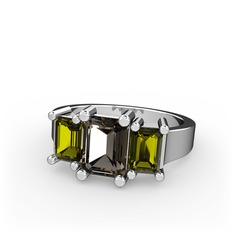 Arnia Yüzük - Dumanlı kuvars ve peridot 925 ayar gümüş yüzük #12pzwa7