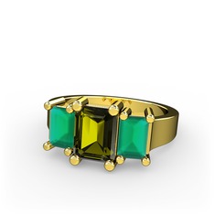 Arnia Yüzük - Peridot ve kök zümrüt 18 ayar altın yüzük #130rjz4