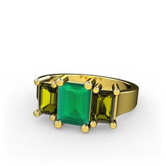 Arnia Yüzük - Kök zümrüt ve peridot 18 ayar altın yüzük #131vm28