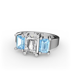Swarovski ve akuamarin 925 ayar gümüş yüzük