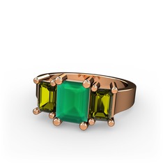Arnia Yüzük - Kök zümrüt ve peridot 925 ayar rose altın kaplama gümüş yüzük #14k5sed