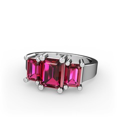 Arnia Yüzük - Rodolit garnet 18 ayar beyaz altın yüzük #1650doj