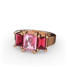 Arnia Yüzük - Pembe kuvars ve kök yakut 8 ayar rose altın yüzük #16gipke