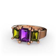 Arnia Yüzük - Ametist ve peridot 18 ayar rose altın yüzük #16o1xsj