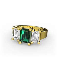 Arnia Yüzük - Yeşil kuvars ve beyaz zirkon 14 ayar altın yüzük #16onv71