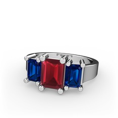 Arnia Yüzük - Kök yakut ve lab safir 14 ayar beyaz altın yüzük #17gwxke