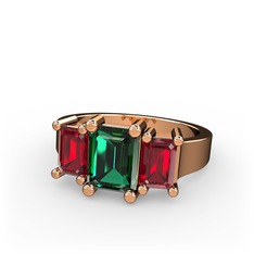 Yeşil kuvars ve garnet 8 ayar rose altın yüzük