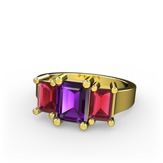 Arnia Yüzük - Ametist ve kök yakut 925 ayar altın kaplama gümüş yüzük #183zwot